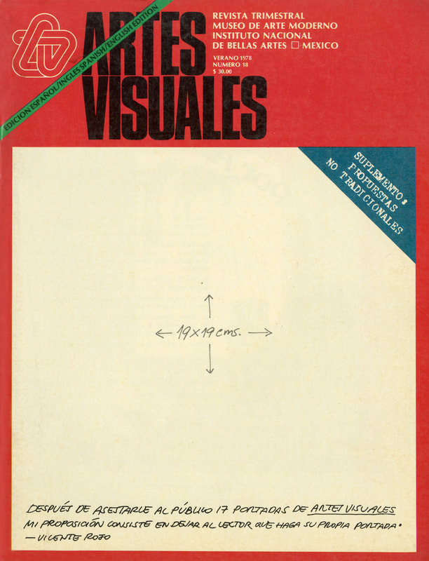 Cover of the eighteenth issue of Artes Visuales, picturing a small drawing by Vicente Rojo in the center.