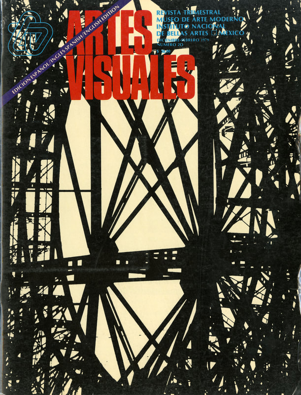 Cover of the twentieth issue of Artes Visuales, picturing an abstracted black outline of architectural beams.
