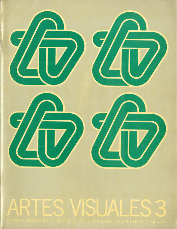 Cover of the third issue of Artes Visuales, which is a light green with four green Artes Visuales logos.
